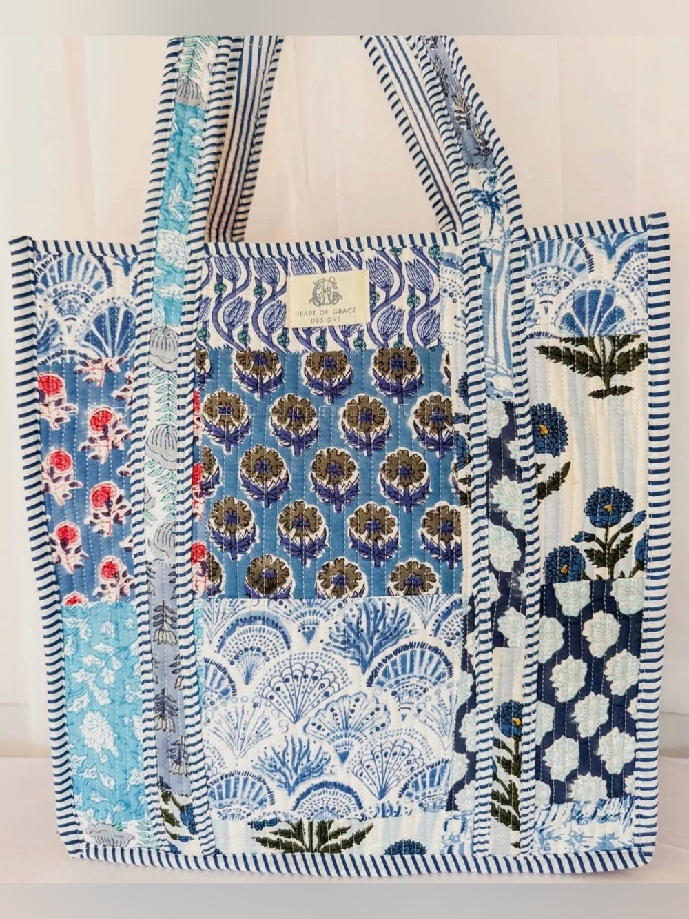 Blue Patchwork Tote Bag